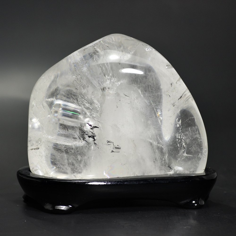 記念特価★アイリスクォーツフリーフォーム(全長約11.5cm・専用木製台座付き)