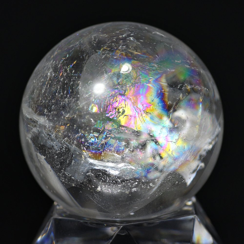 記念特価★レインボー水晶丸玉/スフィア(直径約3.4cm)