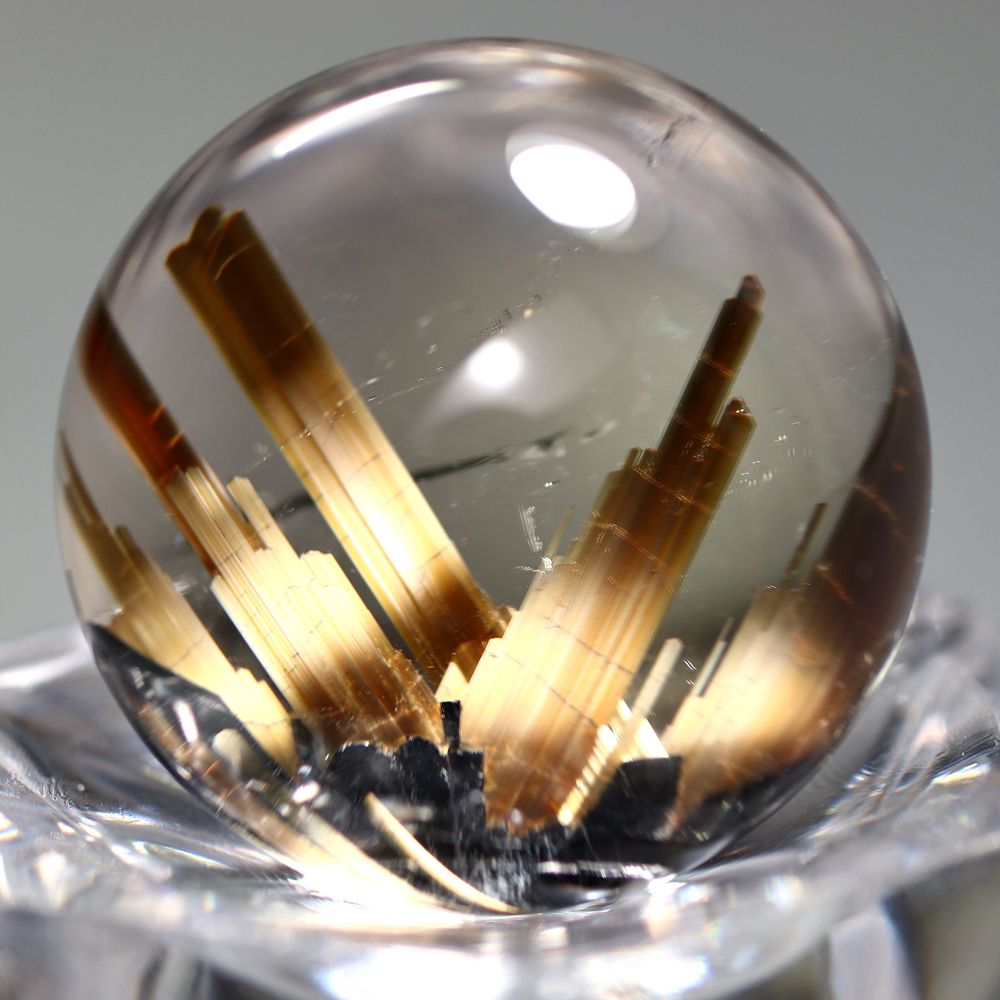 記念特価★[トップクォリティ]太陽放射ルチルクォーツ丸玉/スフィア（直径23.5mm）