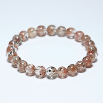 記念特価★[珍品！高品質++]ブラジル産アンフィーボールクローライトインクォーツブレスレット（約7.5mm玉・クローライト結晶入り！？）(24th-AMCH-BR0751IS)