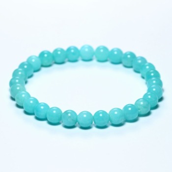 記念特価★[高品質]ペルー産アマゾナイトブレスレット（約7mm玉）(24th-AMZT-BR0701IS)