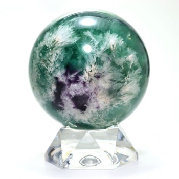 記念特価★中国産エンジェルフラワーフローライト丸玉/スフィア（直径75.1mm）(24th-ANGFL-SP0751IS)