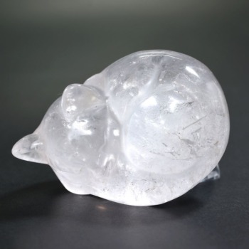 記念特価★ブラジル産オーロラ入り水晶眠り猫/ライモナイトインクォーツ(24th-AUROQ-NEKO0890IS)