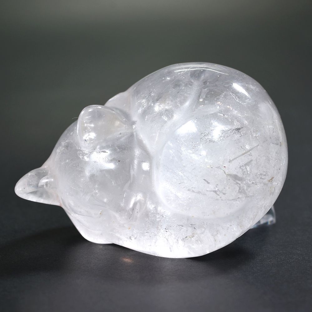 記念特価★ブラジル産オーロラ入り水晶眠り猫/ライモナイトインクォーツ-slide-0