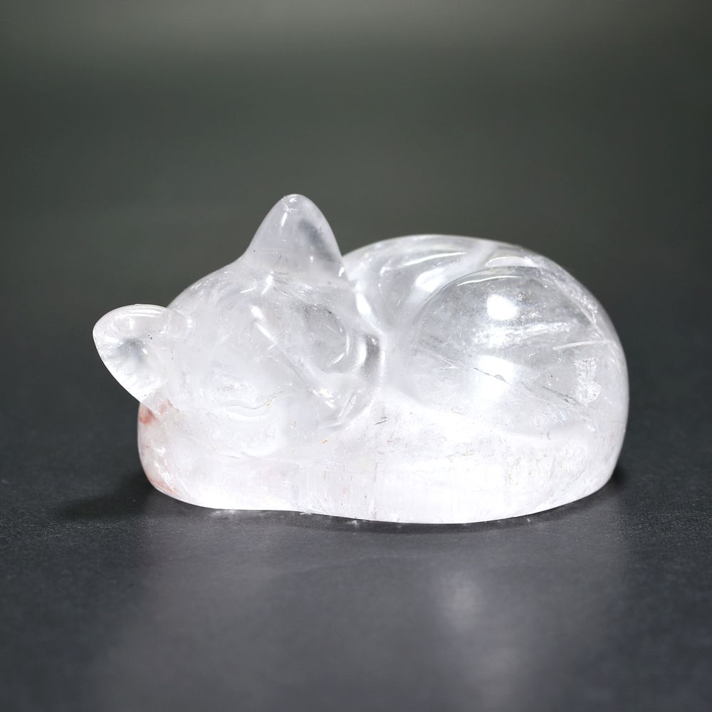 記念特価★ブラジル産オーロラ入り水晶眠り猫/ライモナイトインクォーツ-slide-1