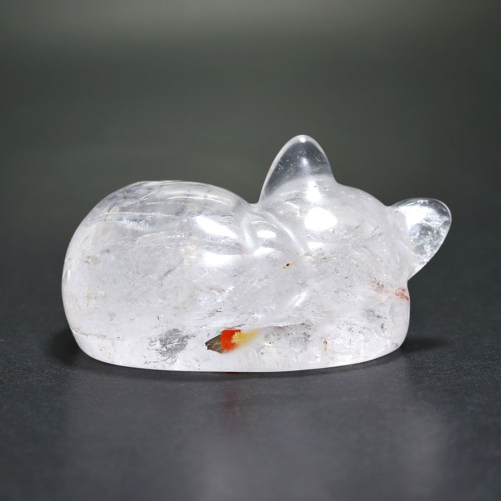 記念特価★ブラジル産オーロラ入り水晶眠り猫/ライモナイトインクォーツ-slide-3