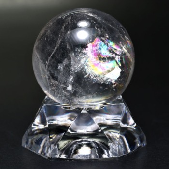 記念特価★ブラジル産オーロラ入りレインボー水晶丸玉/アイリスクォーツスフィア（直径36.4mm）(24th-AURYQ-SP0364IS)