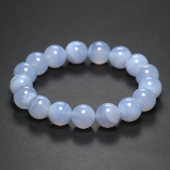 記念特価★[高品質]アフリカ産ブルーカルセドニーブレスレット（約12mm玉）(24th-BCHD-BR1201IS)