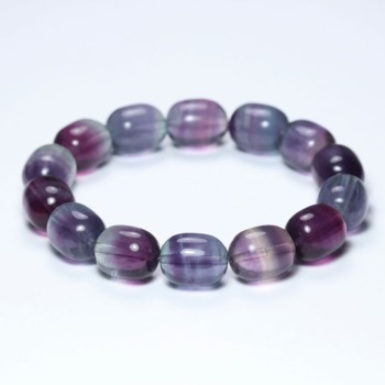 記念特価★[高品質]中国産バイカラーフローライト樽型ブレスレット（約15mm玉）(24th-BFRT-BR1501IS)
