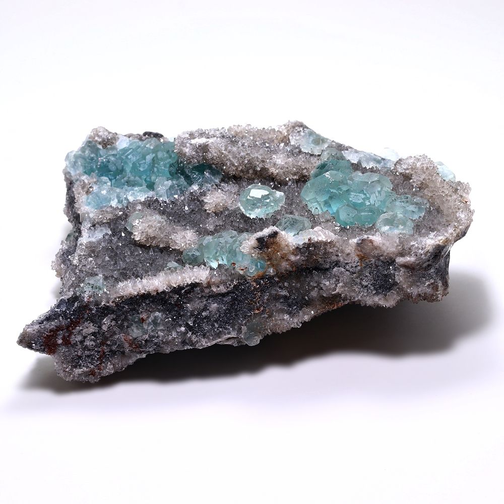 記念特価★中国/福建省産ブルーグリーンフローライト共生水晶クラスター(原石653g)-slide-0