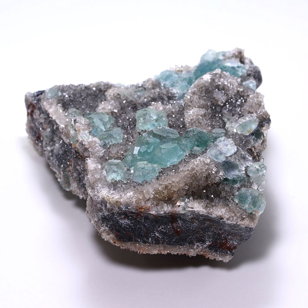 記念特価★中国/福建省産ブルーグリーンフローライト共生水晶クラスター(原石653g)-slide-1