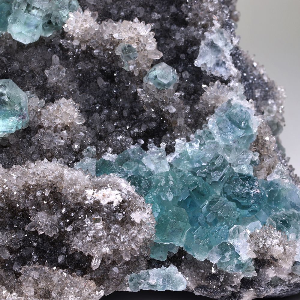 記念特価★中国/福建省産ブルーグリーンフローライト共生水晶クラスター(原石653g)-slide-5