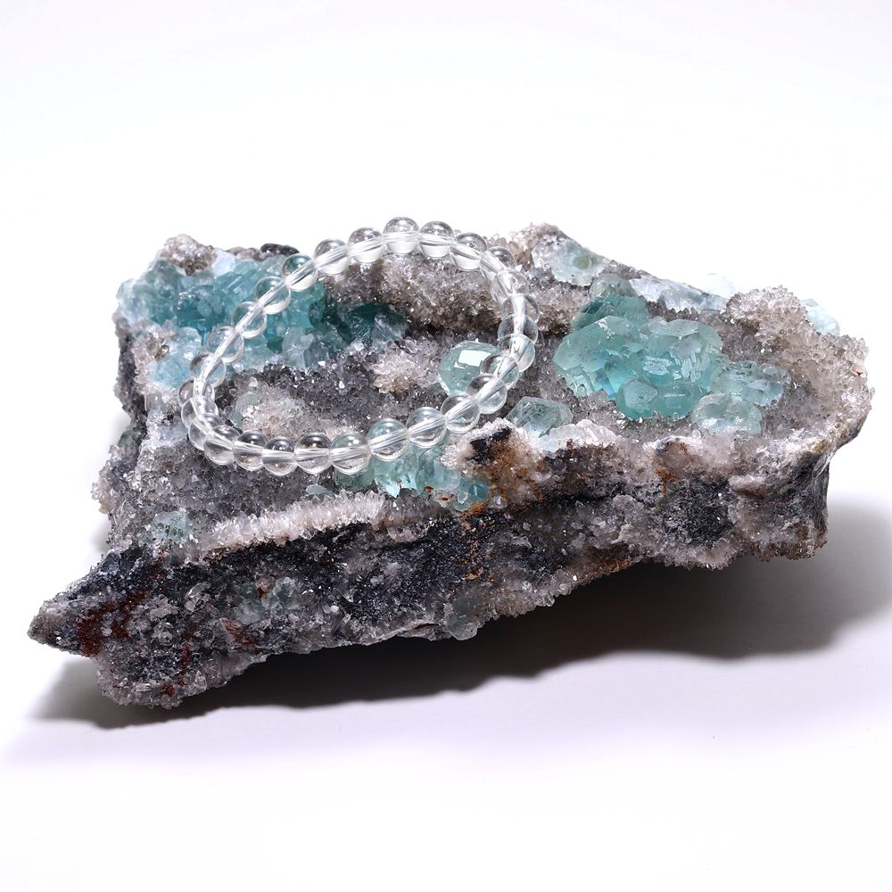 記念特価★中国/福建省産ブルーグリーンフローライト共生水晶クラスター(原石653g)-slide-7