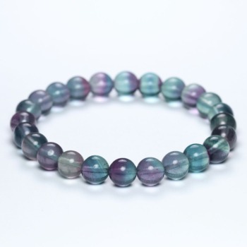 【第三弾】記念特価★[高品質]中国産バイカラーフローライトブレスレット（約8.5mm玉）(24th-BICF-BR0851IS)
