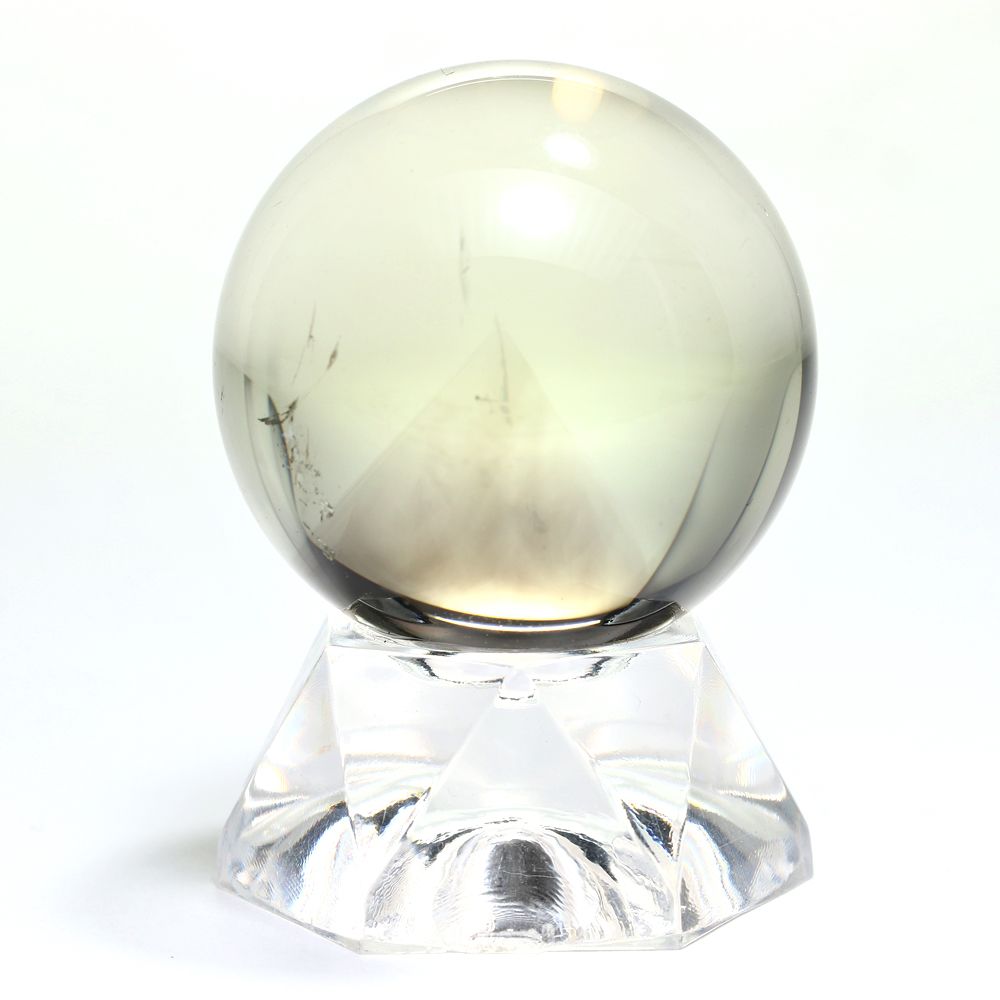 記念特価★ブラジル産ブラックファントムレモンクォーツ丸玉/スフィア(直径33.8mm)-slide-1