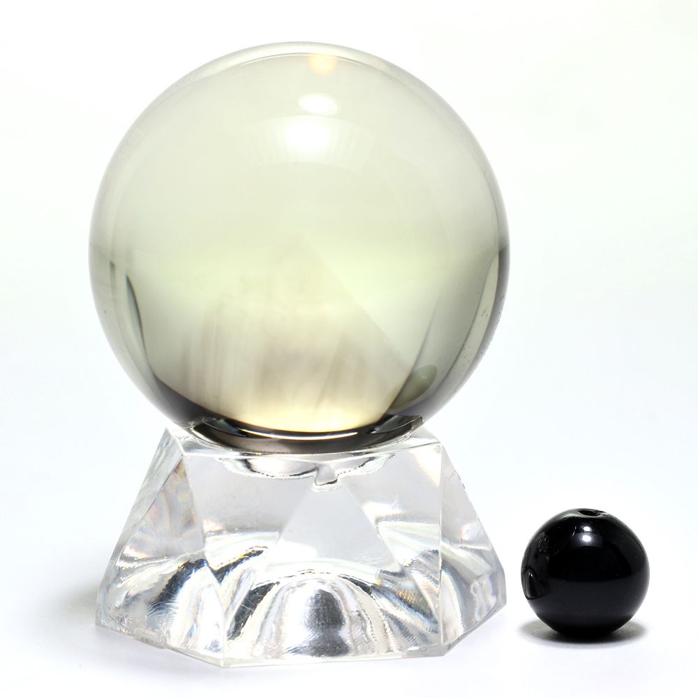 記念特価★ブラジル産ブラックファントムレモンクォーツ丸玉/スフィア(直径33.8mm)-slide-7