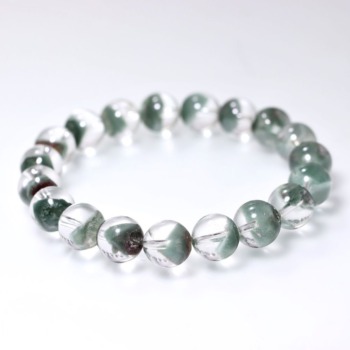 記念特価★[プレミアム]ブラジル産グリーンファントムクォーツブレスレット（約10mm玉）(24th-BRGPH-BR1001IS)