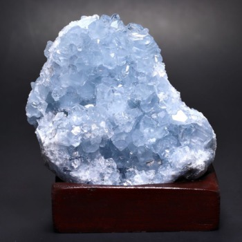 記念特価★[高品質++]セレスタイト結晶原石クラスター（専用木製台座付属）(24th-CELES-CL5310IS)