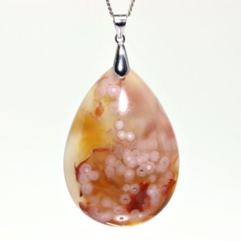 記念特価★桜瑪瑙ドロップペンダントトップ（シルバー925）(24th-CHAGE-PT0236IS)