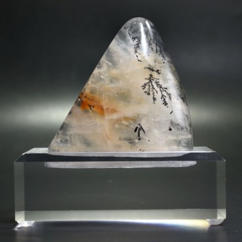 記念特価★ブラジル産デンドリティッククオーツ磨き石（専用アクリル台座付属）(24th-DENDQ-FF1040IS)