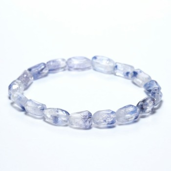 記念特価★[3A]ブラジル産デュモルチェライトインクォーツタンブルカットブレスレット（約13mm玉）(24th-DUTI-BR1301IS)