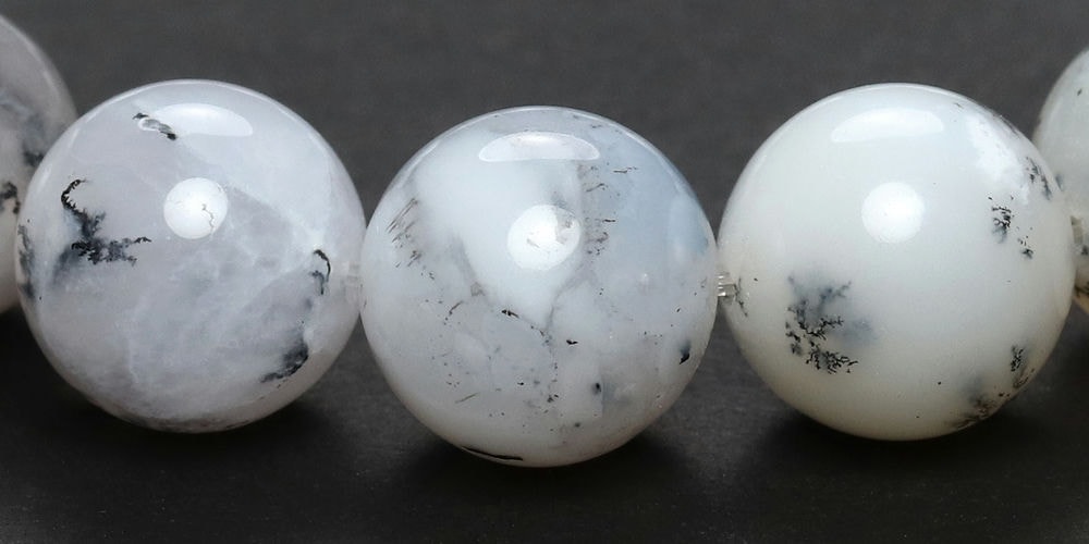 記念特価★マダガスカル産デンドライトホワイトオパールブレスレット/デンドリティックホワイトオパール(約12mm玉)-slide-4