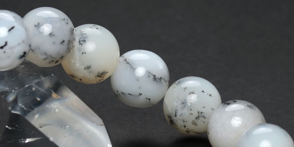 記念特価★マダガスカル産デンドライトホワイトオパールブレスレット/デンドリティックホワイトオパール(約12mm玉)-slide-7