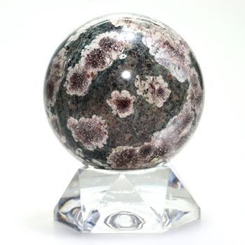 記念特価★マダガスカル産フラワーグリーンジャスパー丸玉/碧玉スフィア（直径63.4mm）(24th-FGJAS-SP0634IS)