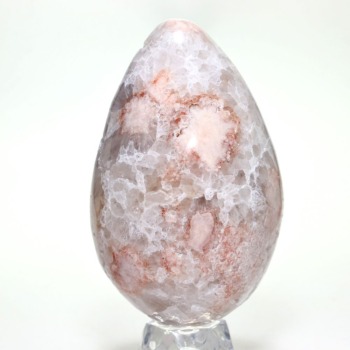 記念特価★マダガスカル産フラワーアゲートアメジストクォーツエッグシェイプ/スフィア（高さ90.4mm）(24th-FLWAG-EG0384IS)