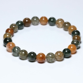 記念特価★[超希少品質！トップクォリティ]角閃石入りガネッシュヒマール産ヒマラヤ水晶ブレスレット（約9mm玉）(24th-GASH-BR0901IS)