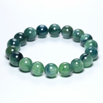 記念特価★[3A+]タンザニア産グリーンブルーカイヤナイトブレスレット（約12.5mm玉・キャッツアイ入りの玉あり！）(24th-GBKT-BR1251IS)
