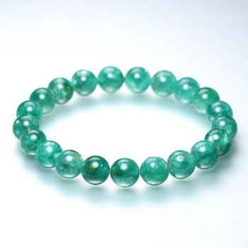 記念特価★[高品質]ブラジル産グリーンマイカブレスレット（約9.5mm玉）(24th-GRMI-BR0951IS)