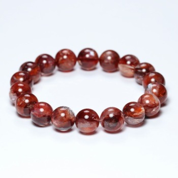 記念特価★[高品質]マダガスカル産ヘマタイトインクォーツブレスレット/ライモライトインクォーツ（約11mm玉）(24th-HEIQ-BR1101IS)