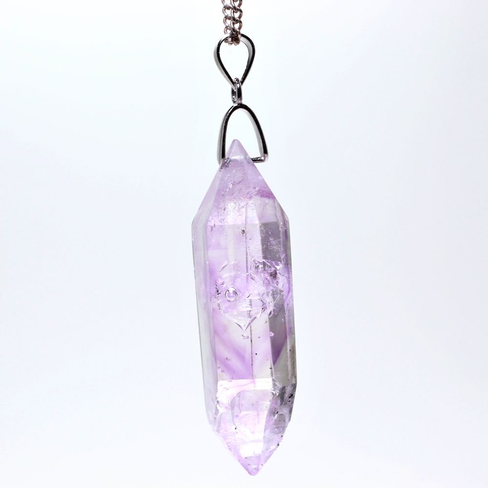 記念特価★ナミビア/ブランドバーグ産水入りラベンダーアメジストペンダントトップ(シルバー925・部分ポリッシュ&先端にレピドクロサイト)-slide-3