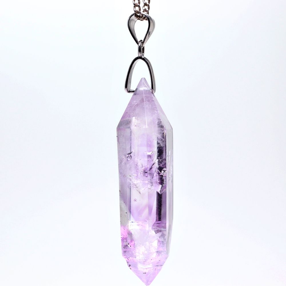 記念特価★ナミビア/ブランドバーグ産水入りラベンダーアメジストペンダントトップ(シルバー925・部分ポリッシュ&先端にレピドクロサイト)-slide-4