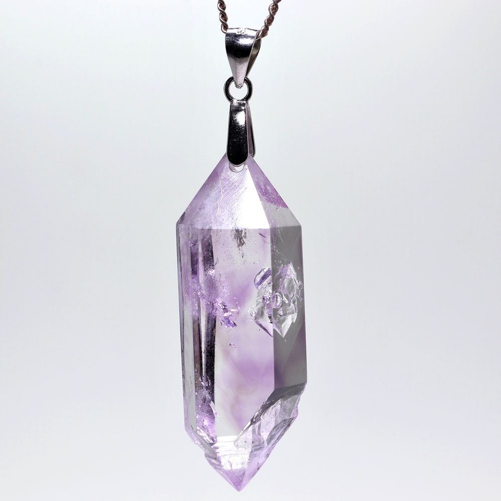 記念特価★ナミビア/ブランドバーグ産水入りラベンダーアメジストペンダントトップ(シルバー925・部分ポリッシュ&先端にレピドクロサイト)-slide-5