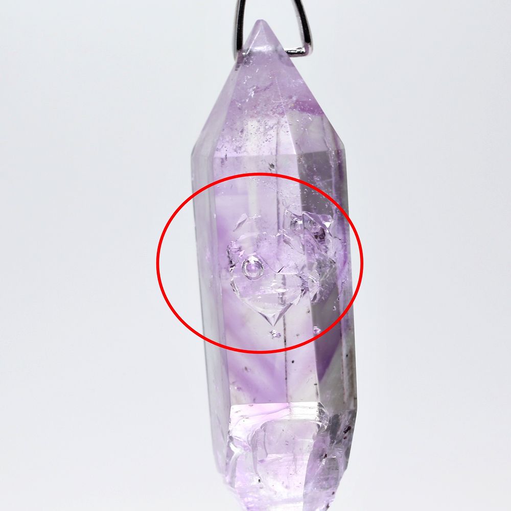 記念特価★ナミビア/ブランドバーグ産水入りラベンダーアメジストペンダントトップ(シルバー925・部分ポリッシュ&先端にレピドクロサイト)-slide-6