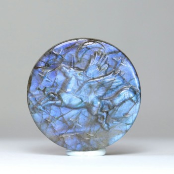 記念特価★マダガスカル産ラブラドライトユニコーン彫刻コイン（オブジェ）(24th-LABD-CO001IS)