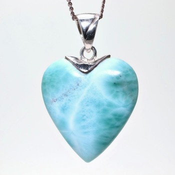 記念特価★ドミニカ共和国産ラリマーハートシェイプペンダントトップ（シルバー925）(24th-LARHT-PT0094IS)