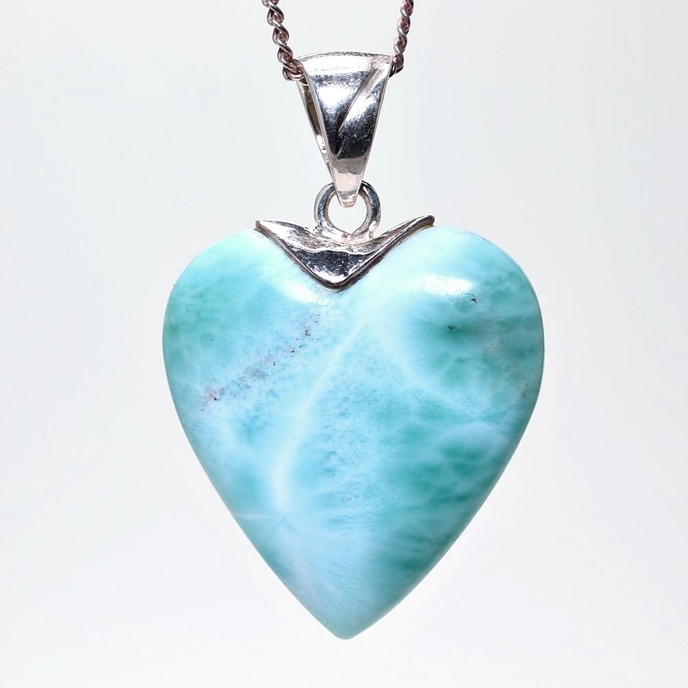 記念特価★ドミニカ共和国産ラリマーハートシェイプペンダントトップ(シルバー925)-slide-0