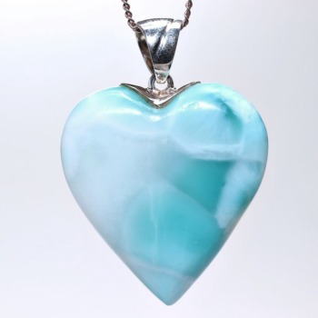 記念特価★ドミニカ共和国産ラリマーハートシェイプペンダントトップ（シルバー925）(24th-LARHT-PT0174IS)