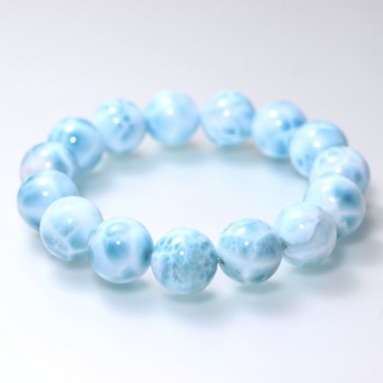 記念特価★[高品質]ドミニカ共和国産ラリマーブレスレット（約14mm玉）(24th-LARIM-BR1401IS)