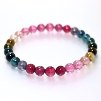 記念特価★[最高品質]ブラジル産宝石質マルチカラートルマリンブレスレット（約7mm玉・希少ブルーを加えたスペシャルクオリティ！）(24th-MATOL-BR0701IS)