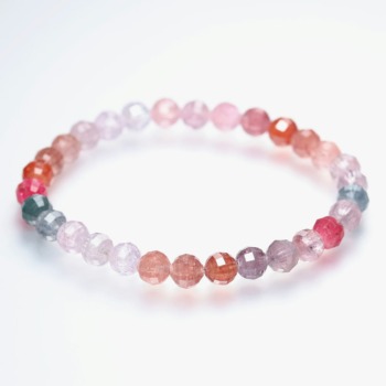記念特価★[高品質++]ミャンマー産マルチカラースピネルブレスレット（約6mm玉・ミラーボールカット）(24th-MCSB-BR0601IS)