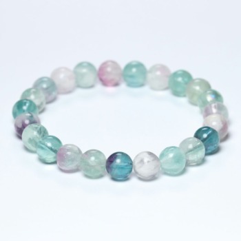 記念特価★[高品質]中国産ミックスフェザーフローライトブレスレット（約8.5mm玉）(24th-MIFT-BR0851IS)