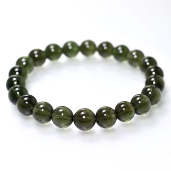 記念特価★[高品質]天然モルダバイトブレスレット（約8.5mm玉・若干の凹み有・鑑別書付属）(24th-MOLDA-MC1744IS)