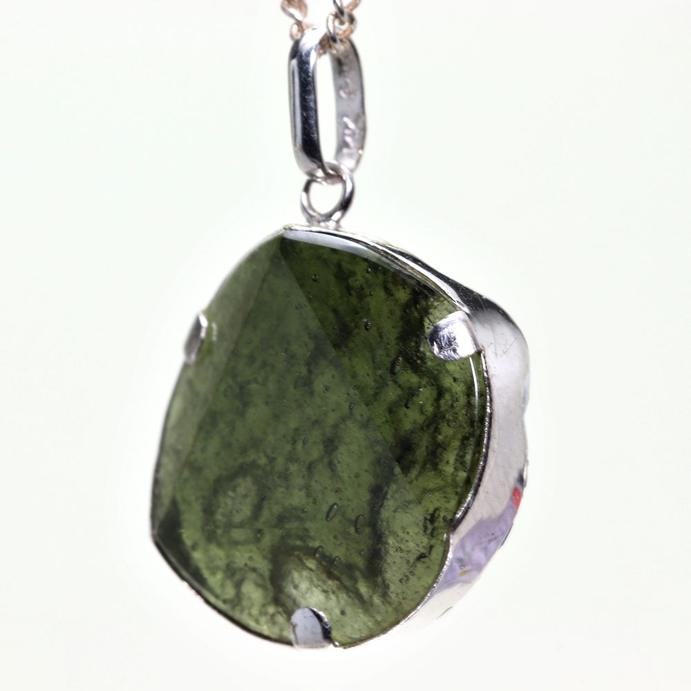 記念特価★天然モルダバイトヘキサゴンペンダントトップ(シルバー925)-slide-1