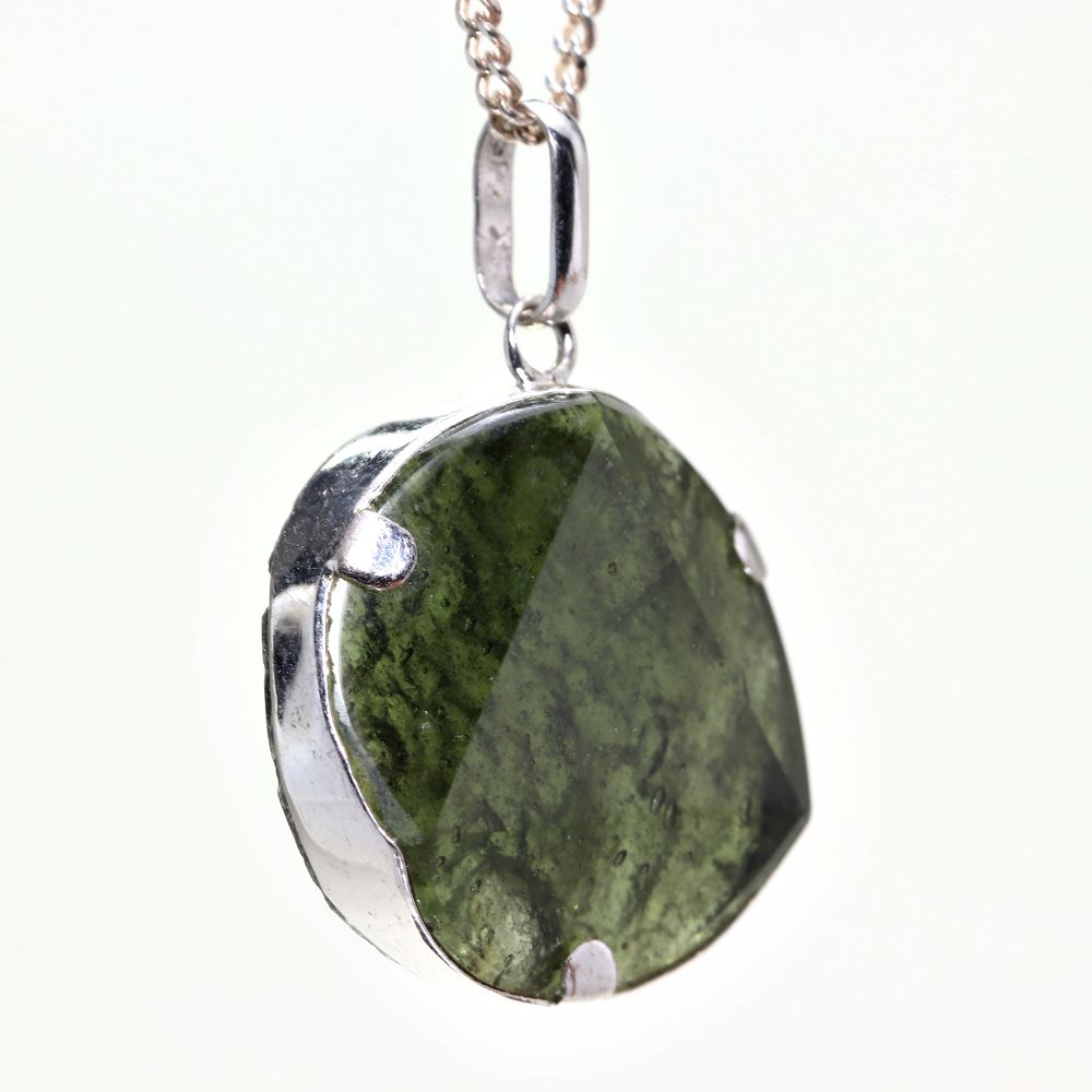 記念特価★天然モルダバイトヘキサゴンペンダントトップ(シルバー925)-slide-2