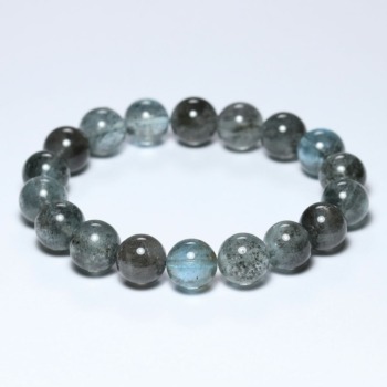 記念特価★[高品質]ブラジル産モスアクアマリンブレスレット（約11.5mm玉・スター入りの玉あり）(24th-MOSA-BR1101IS)