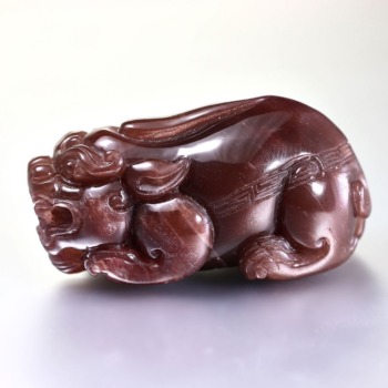 記念特価★[トップクォリティ]タンザニア産ピンクブラウンムーンストーン彫刻（貔貅/ヒキュウ）(24th-PBMON-HK0510IS)